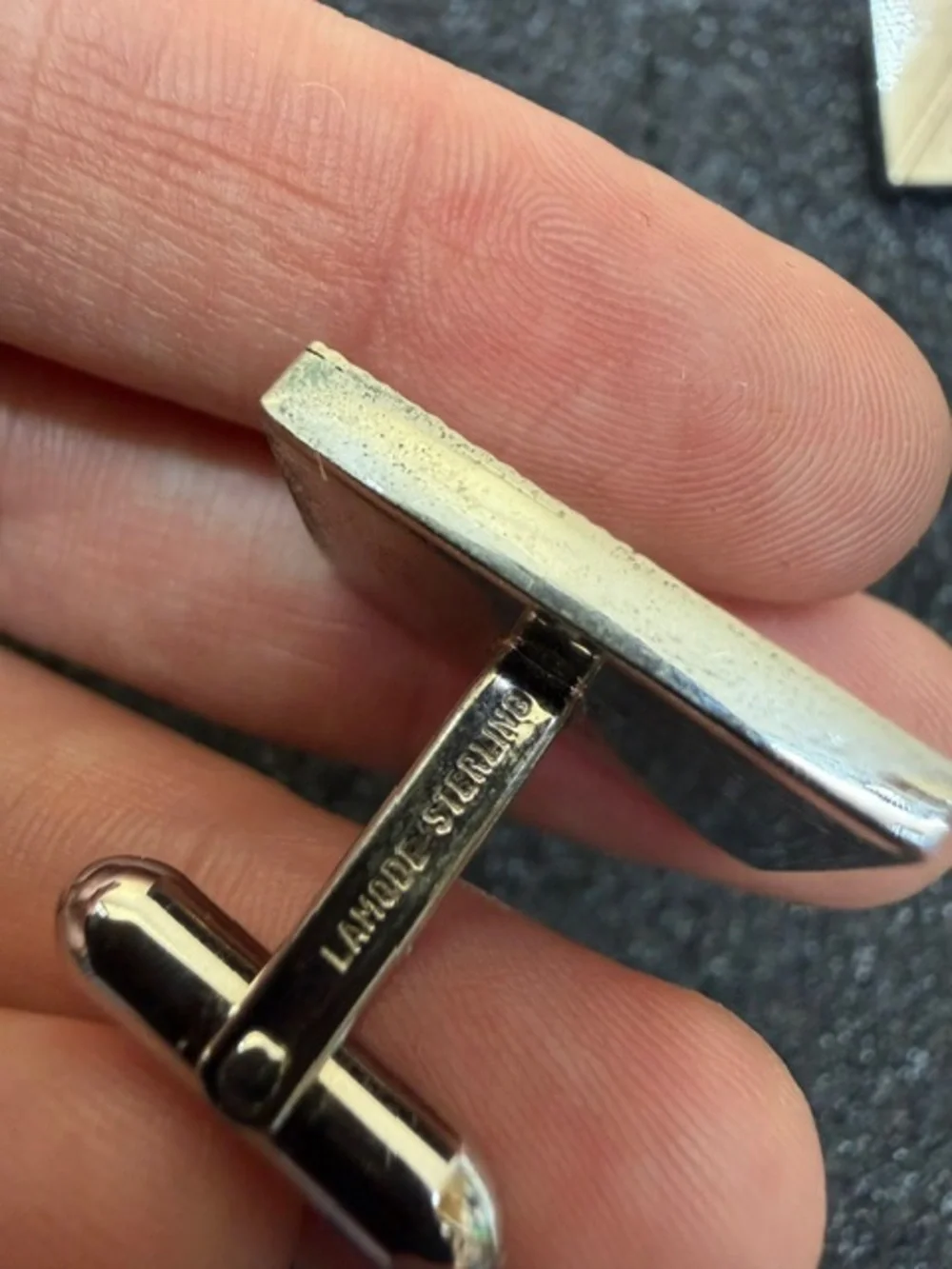 La Mode Sterling Silver Cufflinks and Tie Tack Pin